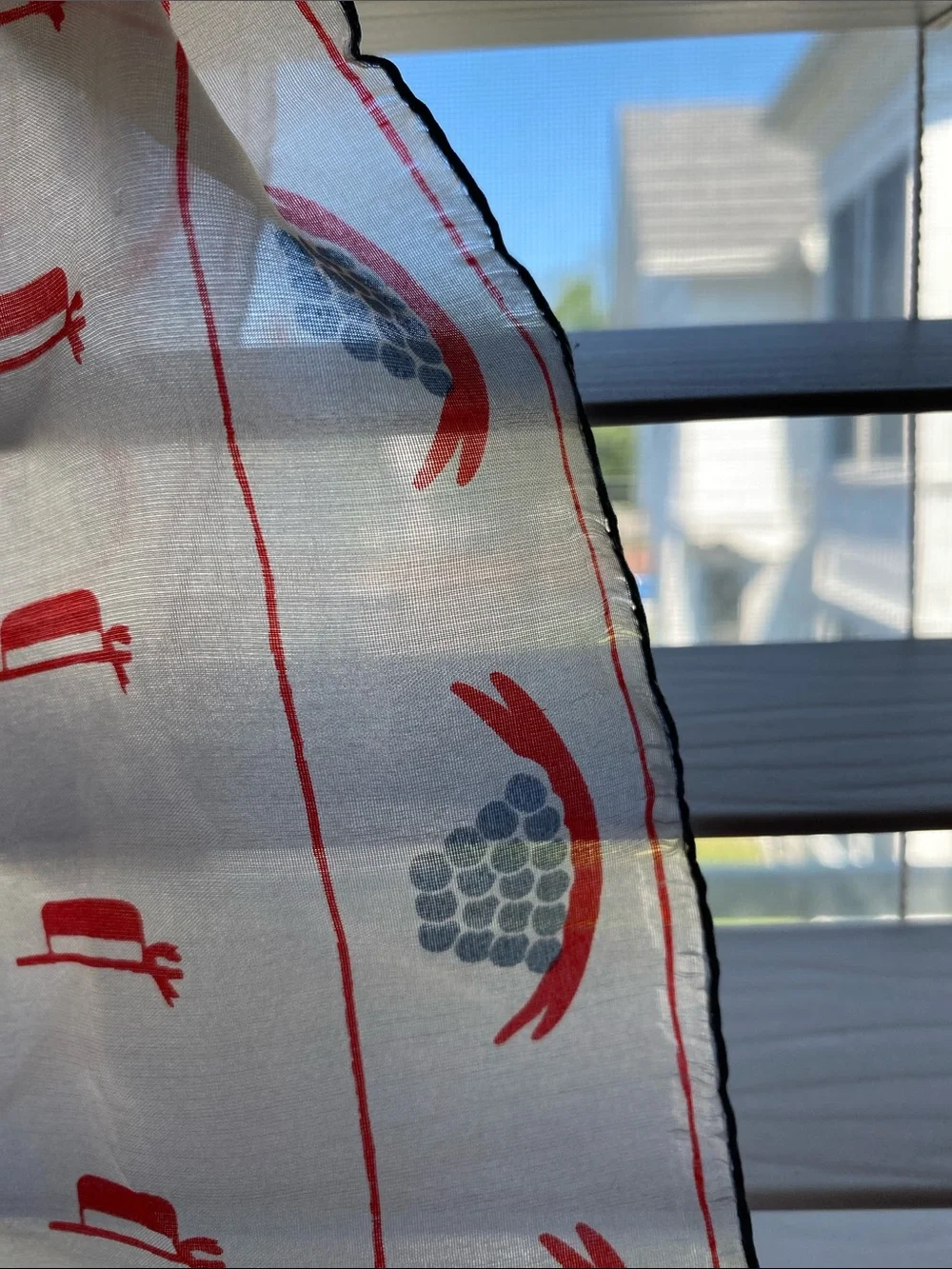 Vintage Patent Pending imperfect Vera Red and Blue Hat print Scarf